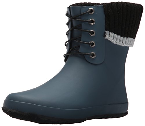dav Women's Coachella 2 Lace Rain Boot, Steel Blue/Black, 7 Medium US
