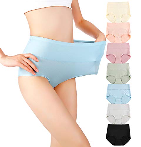 cauniss Cotton Panties High Waisted C Section Recovery Postpartum Soft Full Coverage Underwear for Women(7 Pack) (multicolor, Large)
