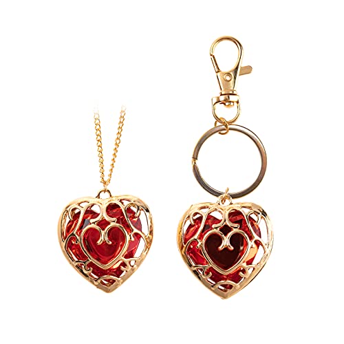 Winssigma Cosplay Necklace and Keychain Jewelry Set for Men and Women, Vintage Pendant Necklace for Fans (Ruby Heart)