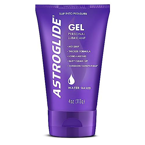 Astroglide Gel, Personal Lubricant (4oz), Stays Put with No Drip, Water Based Lube Gel For Couples, Women, and Men, Long-Lasting Pleasure, Condom Compatible, Manufactured in USA