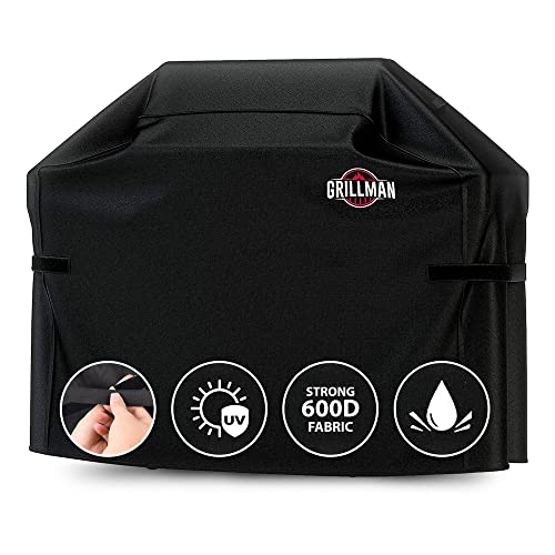 Grillman Large Rip-Proof Waterproof BBQ Grill Cover, 58'L x 24'W x 48'H, Black