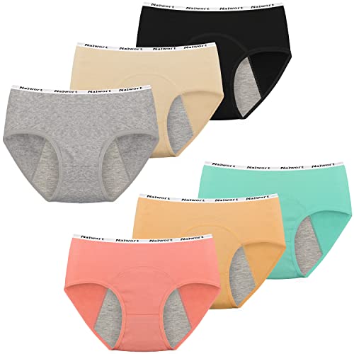 Nalwort Teen Girls Period Panties Cotton Leakproof Menstrual Underwear for First Period Starter