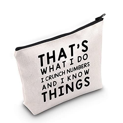LEVLO Funny Accountant Gift That's What I Do I Crunch Numbers and I know Things Makeup Bags Calculator Student Graduation Gifts (That's What I Do I Crunch Numbers)