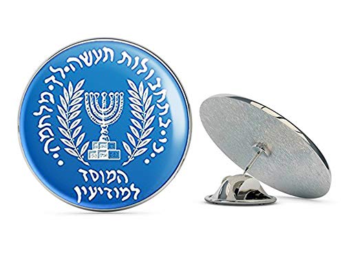 NYC Jewelers Round Blue Mossad Logo (Israel spy Israeli Jewish) Metal 0.75' Lapel Hat Pin Tie Tack Pinback