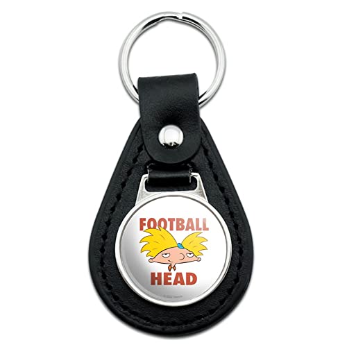 GRAPHICS & MORE Black Leather Hey Arnold! Football Head Keychain