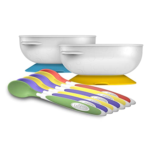Dr. Brown's Soft-Tip Toddler Feeding Spoons, 6 Pack with No-Slip Strong Suction Bowl for Babies and Toddlers, BPA Free, 2 Pack
