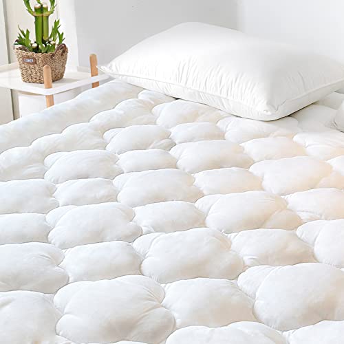 GRT Cooling Mattress Pad Cover Rayon from Bamboo King Size, Extra Thick Quilted Fitted Mattress Topper with 21 Inches Deep Pocket, Ultra Soft Breathable and Noiseless Mattress Cover