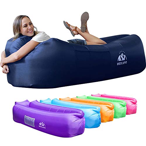 WEKAPO Inflatable Lounger Air Sofa Chair–Camping & Beach Accessories–Portable Water Proof Couch for Hiking, Picnics, Outdoor, Music Festivals & Backyard–Lightweight and Easy to Set Up Air Hammock
