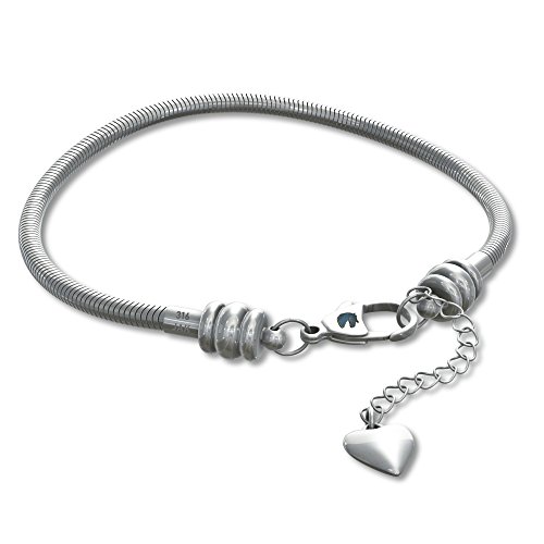 European Charm Bracelet for Women and Girls Bead Charms, Stainless Steel Snake Chain, Claw 7 Inch