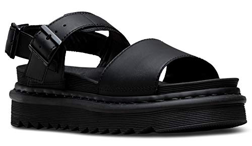 Dr. Martens Womens Voss Fisherman Sandal, Black Hydro Leather, 7 US