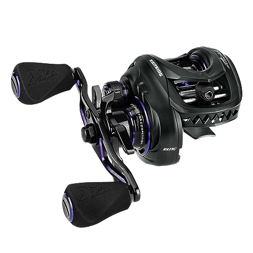 KastKing MegaJaws Elite Baitcasting Reels, Patented AMB System Eliminating Backlashes, Shallow Spool for Light Presentations & Accuracy, 6.2oz Aluminum Frame Fishing Reel with Carbon Fiber Side Covers