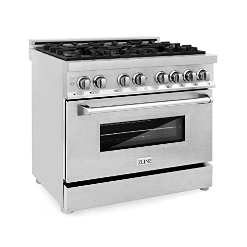 ZLINE 36' 4.6 cu. ft. Dual Fuel Range with Gas Stove and Electric Oven in Fingerprint Resistant Stainless Steel (RA-SN-36)