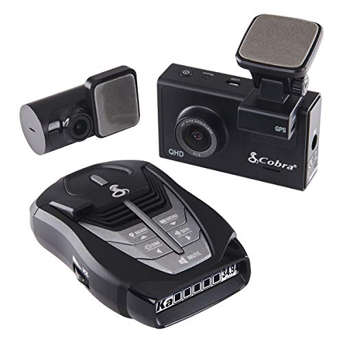 Cobra SC 200D Smart Dash Cam and RAD 480i Laser Radar Detector – QHD+ 1600P Video Recording, Voice Commands, Included Rear-View Cam, Bluetooth Connectivity, LaserEye Front and Rear Detection, Black