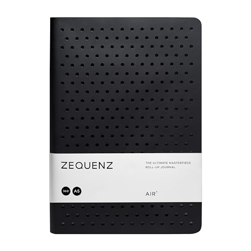 Zequenz Classic 360 Air Series, Size: Large, Color: Black, Paper: Dot, Soft cover Notebook, Soft Bound Journal, 5.75' x 8.25', 200 sheets / 400 pages, Dot Grid Pattern Premium Paper