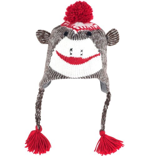 Adult Size Sock Monkey Aviator Hat W/poly-fleece Lining