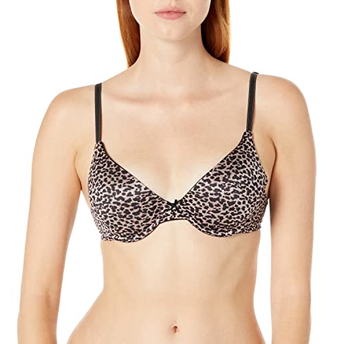Maidenform Women's Comfort Devotion Demi T-Shirt Bra 09402, Mini Zippy Animal-Iced Mocha/Black, 34D