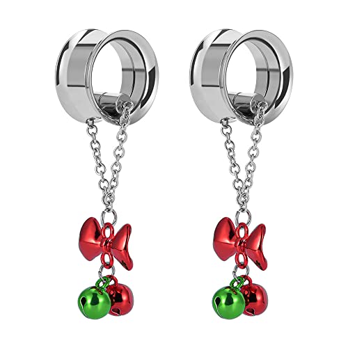 COOEAR Merry Christmas Double Flared Dangle Ear Gauges Piercing Plugs and Tunnels, Elegant Ear Stretchers Earrings Expander.