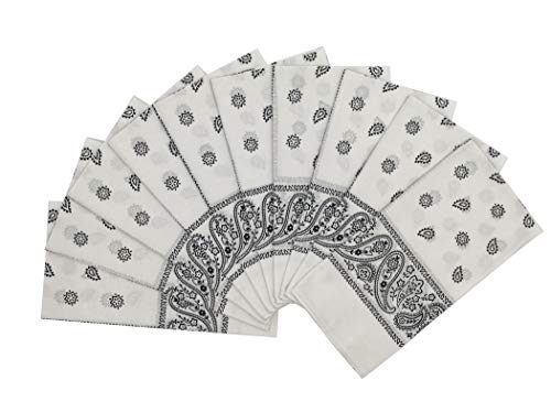 Vamqor 100% Cotton 10 Pack Fine Bandanas（White）