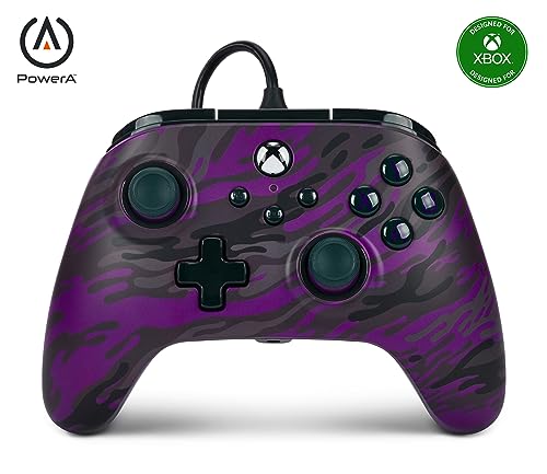 PowerA Advantage Wired Controller for Xbox Series X|S - Purple Camo, Xbox Controller with Detachable 10ft USB-C Cable, Mappable Buttons, Trigger Locks and Rumble Motors, Officially Licensed for Xbox