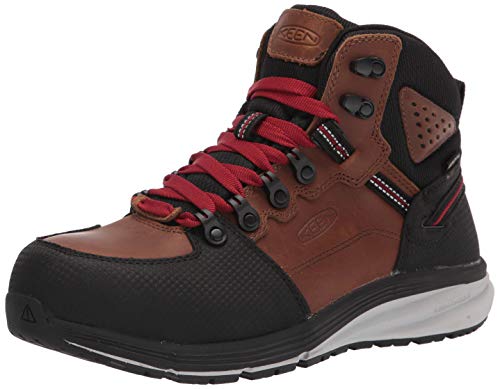 KEEN Utility Men's Red Hook Mid Height Composite Toe Waterproof Warehouse Work Boots, Tobacco/Black, 13