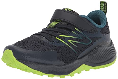 New Balance Boy's Dynasoft Nitrel V5 Hook & Loop Running Shoe, Natural Indigo/Eclipse/Pixel Green, 12 Little Kid