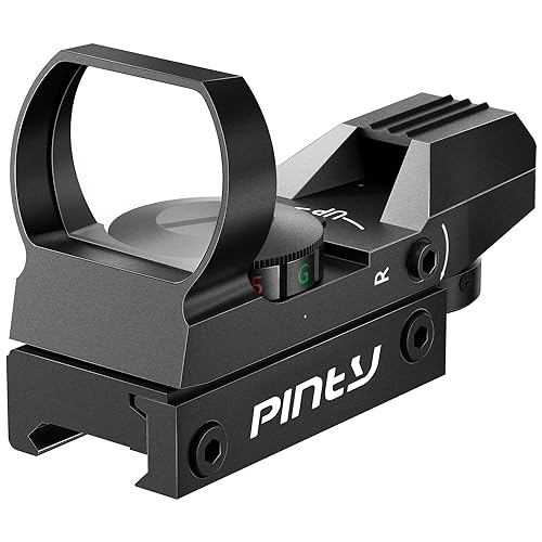 Pinty Red Green Dot Sight Reflex Tactical Riflescope 4 Reticle Patterns with 20mm Free Mount Rails