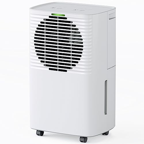 Hansabenne 30-Pints Dehumidifier for Basements - 2000 Sq. Ft. Dehumidifier with Auto or Manual Drainage - Compact Dehumidifier with Intelligent Humidity Control | Auto Defrost | Dry Clothes