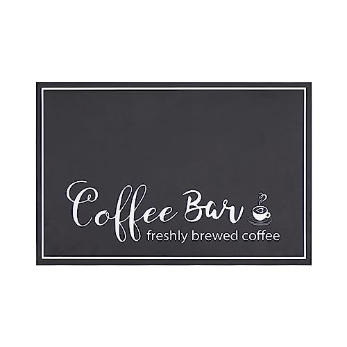 Findosom Dish Drying Mat, 12'x20' Absorbent Coffee Bar Mat for Countertops, Coffee Bar Accessories with Coffee Cup Pattern for Kitchen Counter Coffee Maker Coffee Pot Dining Room Decoration