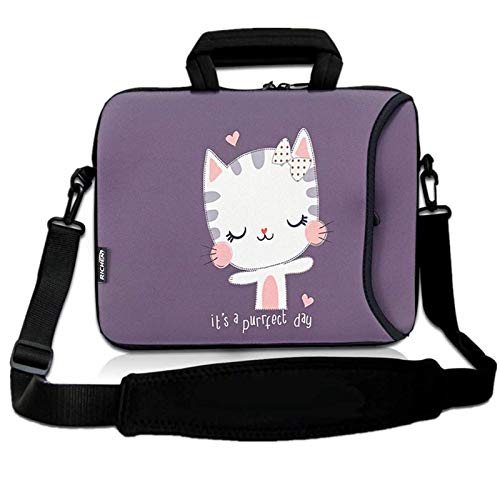 RICHEN 9.7 10 10.1 10.2 inches Messenger Bag Carrying Case Sleeve with Handle Accessory Pocket Fits 7 to 10-Inch Laptops/Notebook/ebooks/Kids Tablet/Pad (7-10.2 inch, Cute Cat)