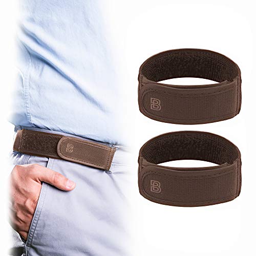 BeltBro Titan Brown 2-Medium No Buckle Elastic Belt For Men — Fits 1.5 Inch Belt Loops, Comfortable and Easy To Use