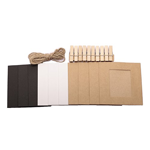 Wall Deco DIY Creative Mini Paper Photo Frame with Mini Colored Clothespins and Twine -Fit Instax Mini Film (2x3 Photo) -Muti(Wooden)