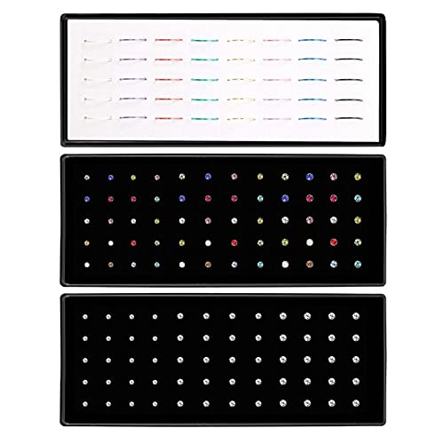 NewCraft Women's 3 Sets 160Pcs Studs Rings Hoops, Surgical Stainless Steel Hypoallergenic Nose Piercing Jewelry, NS01,