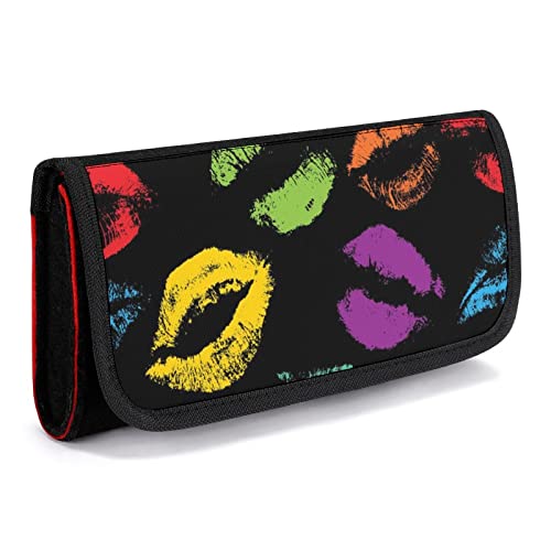 Colors Lips Prints Carrying Case for Switch Portable Travel Storage Bag Protective Pouch with 5 Game Card Slots