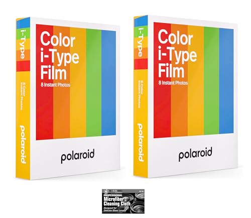 Polaroid i-Type Color Glossy Instant Film for Polaroid Now, Lab, and OneStep2 Camera - 2-Pack with Cloth