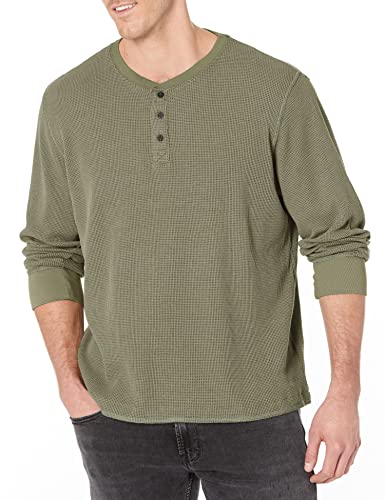 Wrangler Authentics Men's Long Sleeve Waffle Henley, Sea Spray, X-Large