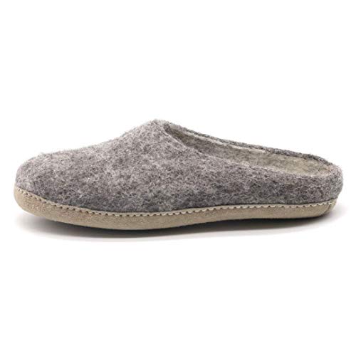 Nootkas Women's Felted Merino Wool 'Astoria' Mule House Slipper (Heather/Tan, Size 7.5-8.0)