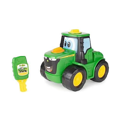 John Deere Key-n-Go Johnny Tractor Toy with Lights and Sounds - Interactive Driving Toy Tractor Includes 12 Interactive Ways to Play - Toddler Toys Ages 3 Years and Up