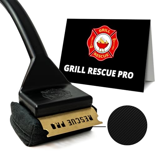 Grill Rescue BBQ Replaceable Scraper Cleaning Head, [Rescue-Upgraded], Bristle Free, Durable and Unique Scraper Tools for Cast Iron or Stainless-Steel Grates, Barbecue Cleaner (Rescue Pro)