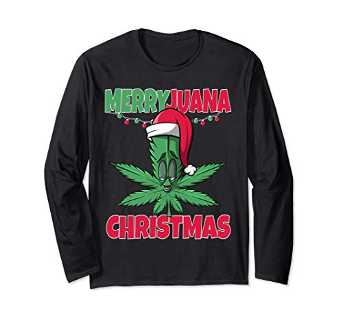 Merryjuana Christmas Funny Marijuana Weed Christmas Long Sleeve T-Shirt