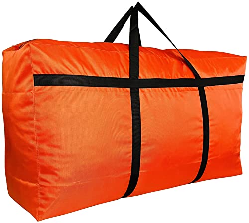 DoYiKe Extra Large Storage Duffle Bag with Zippers and Handles, Heavy Duty Orange Big Foldable Bag for Travel-42x23x13.5Inch