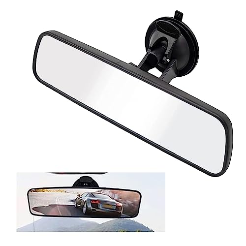 GKmow 1 PC Rear View Mirror with Suction Cup, HD Car Rear View Mirror, ABS Adjustable Anti-glare Rear View Mirror for Most Cars SUVs Trucks Interior Mirror (White)