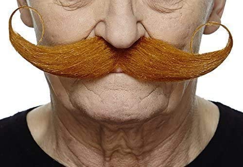 Mustaches Self Adhesive Capt' Hook Fake Mustache, Novelty, False Facial Hair, Costume Accessory for Adults, Ginger Color