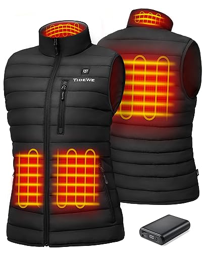 TIDEWE Women’s Heated Vest with Battery Pack, Lightweight Vest for Hunting/Hiking (Black, Size L)