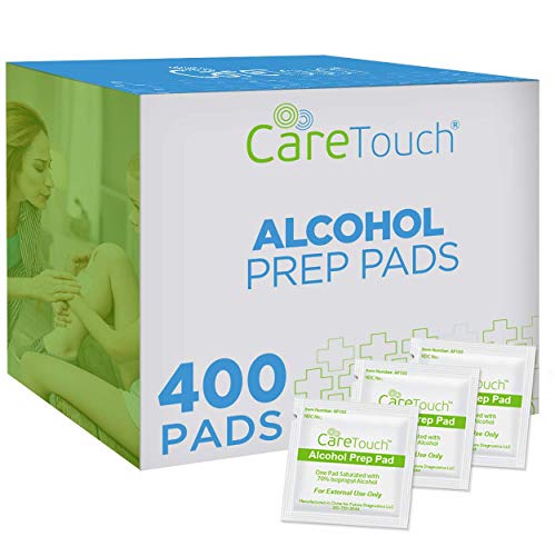 Care Touch Alcohol Wipes Individually Wrapped - Prep Pads with 70% Isopropyl Alcohol, Great for Home, Medical & First Aid Kits Sterilized, Antiseptic 2-Ply Swabs 400 Count