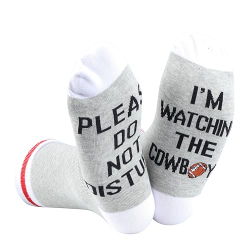 TSOTMO 2 Pairs Football Socks Player Lover Gift Please Do Not Disturb I’m Watching The C Socks Gift (COWBOYS socks)