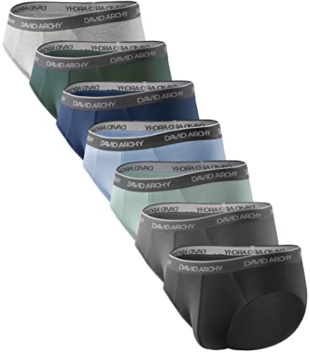 DAVID ARCHY Underwear for Men Pack Bamboo Rayon Briefs Mid Rise 7 Multipack, M