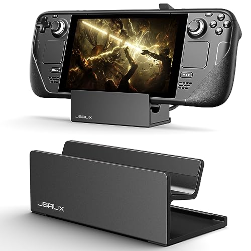 JSAUX Stand for Official Steam Deck Dock and Steam Deck/ROG Ally/Steam Deck OLED with Case, Frosted Aluminum Alloy Playstand for Steam Deck, Anti-Slip Holder for Valve Steam Deck/ASUS ROG Ally