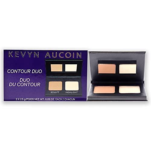 Kevyn Aucoin The Contour & Highlighter Duo: Makeup compact with mirror. Medium sculpting & candlelight celestial powder. Defines features. Eyes, cheekbone, nose & jawline. Crease-free.