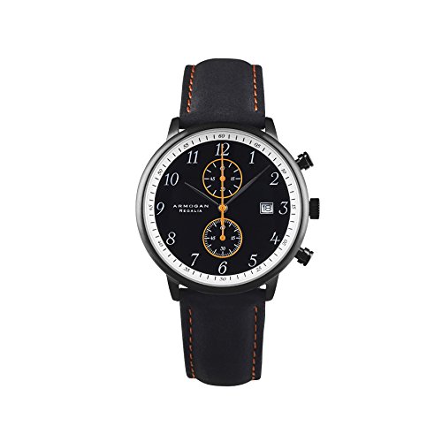 ARMOGAN Regalia - Midnight Black S24 - Men's Chronograph Watch Suede Leather Strap