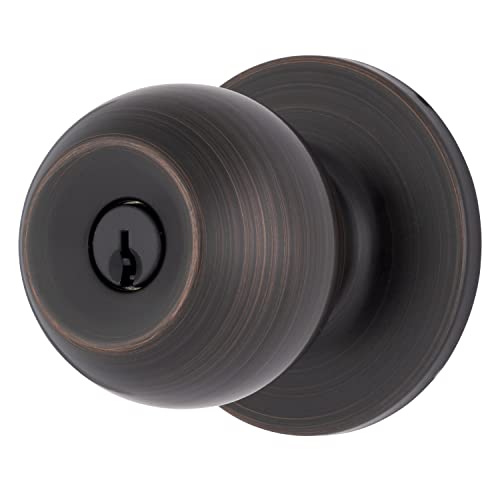 BRINKS – Transitional Keyed Entry Ball Door Knob, Tuscan Bronze - Designed for Traditional and Transitional Homes and Blends Seamlessly with Interior Décor (E2415-150),1 Pack